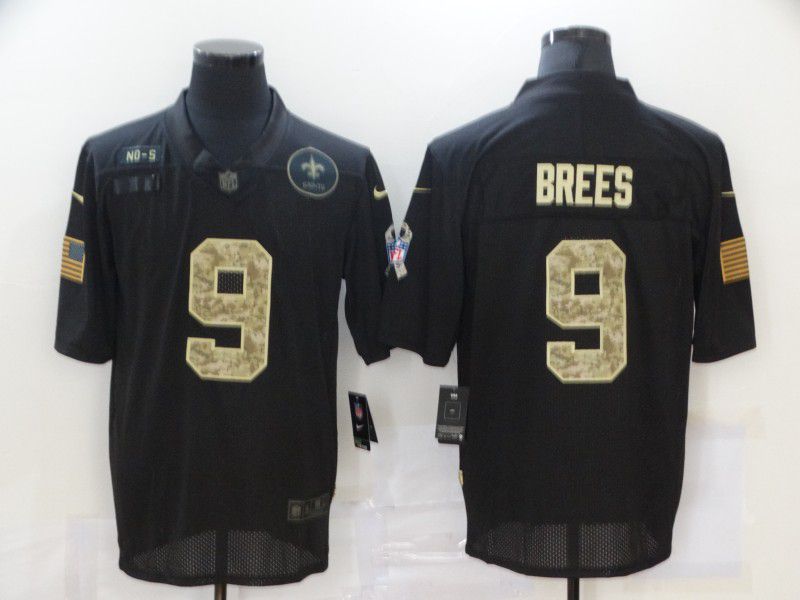 Men New Orleans Saints 9 Brees Black camo Lettering 2020 Nike NFL Jersey